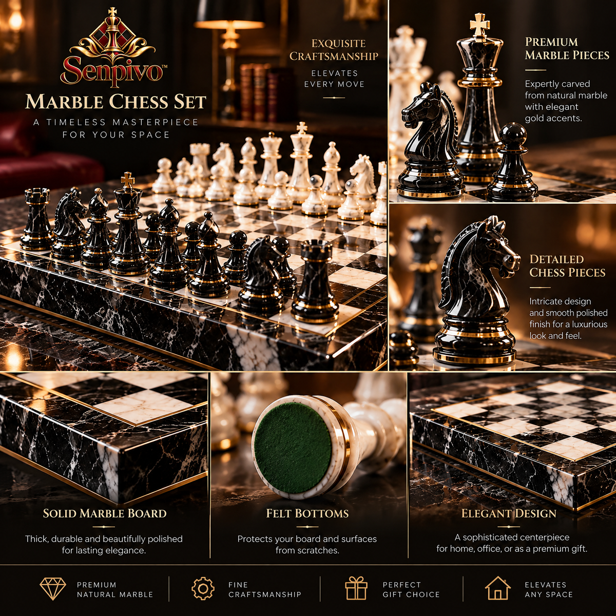Senpivo Marble Chess Set detail image 2
