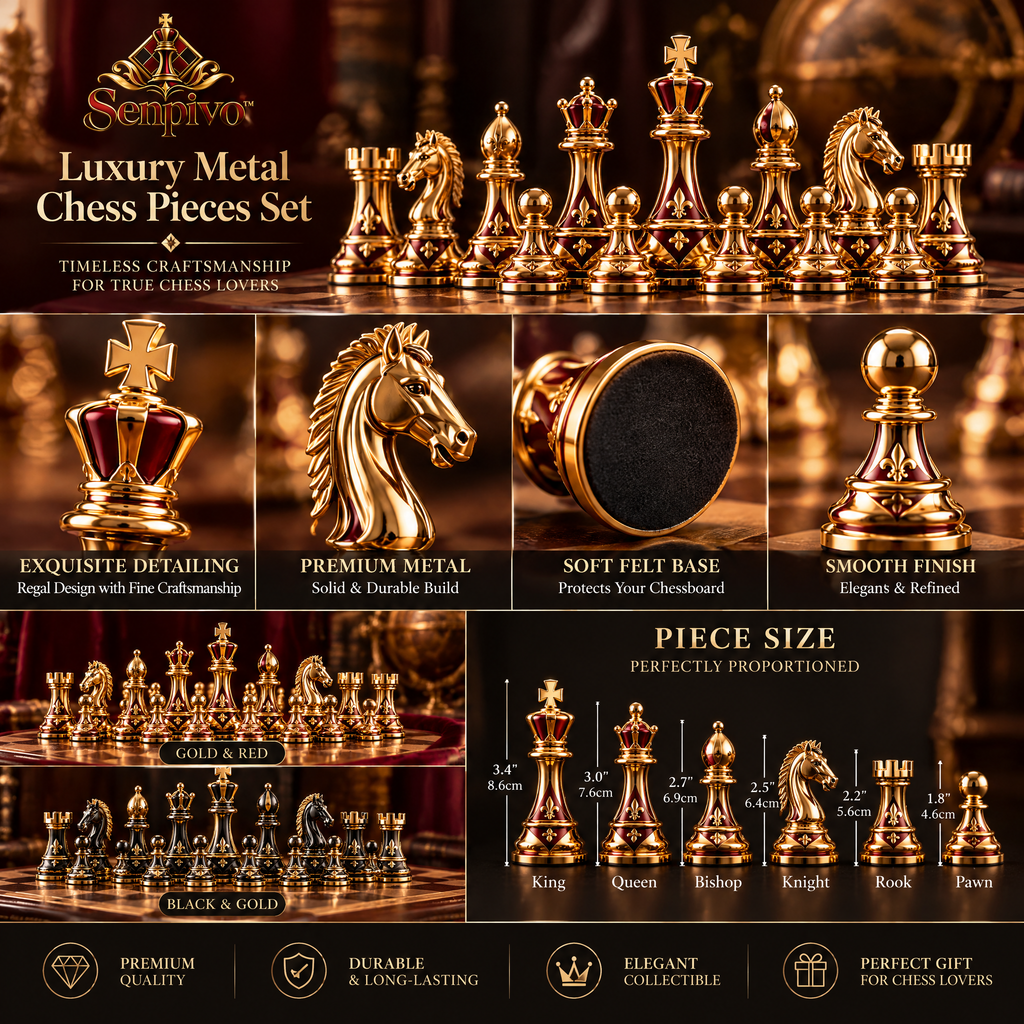 Senpivo Luxury Metal Chess Pieces Set detail image 2